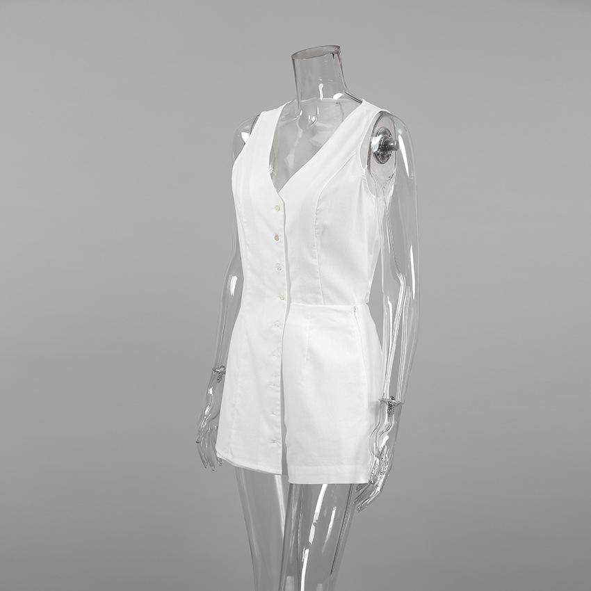 1116 Fashionable and Sexy White Slightly Transparent Sleeveless Vest Shorts Casual Suit Russian Summer Cotton and Linen Commuter Women