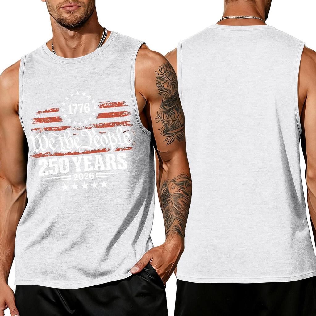 Uomo 4 Luglio Camicie USA Muscolo Senza Maniche Magliette Patriottiche