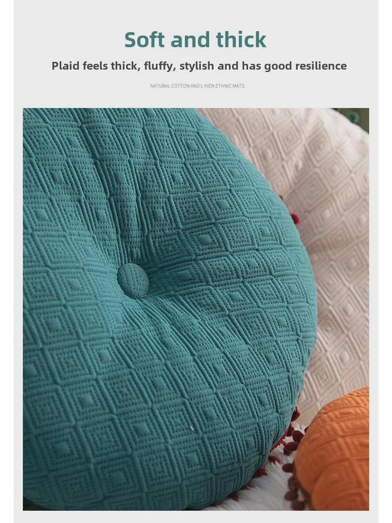 Solid Color Tassel Round Cushion for Sofa or Bay Window