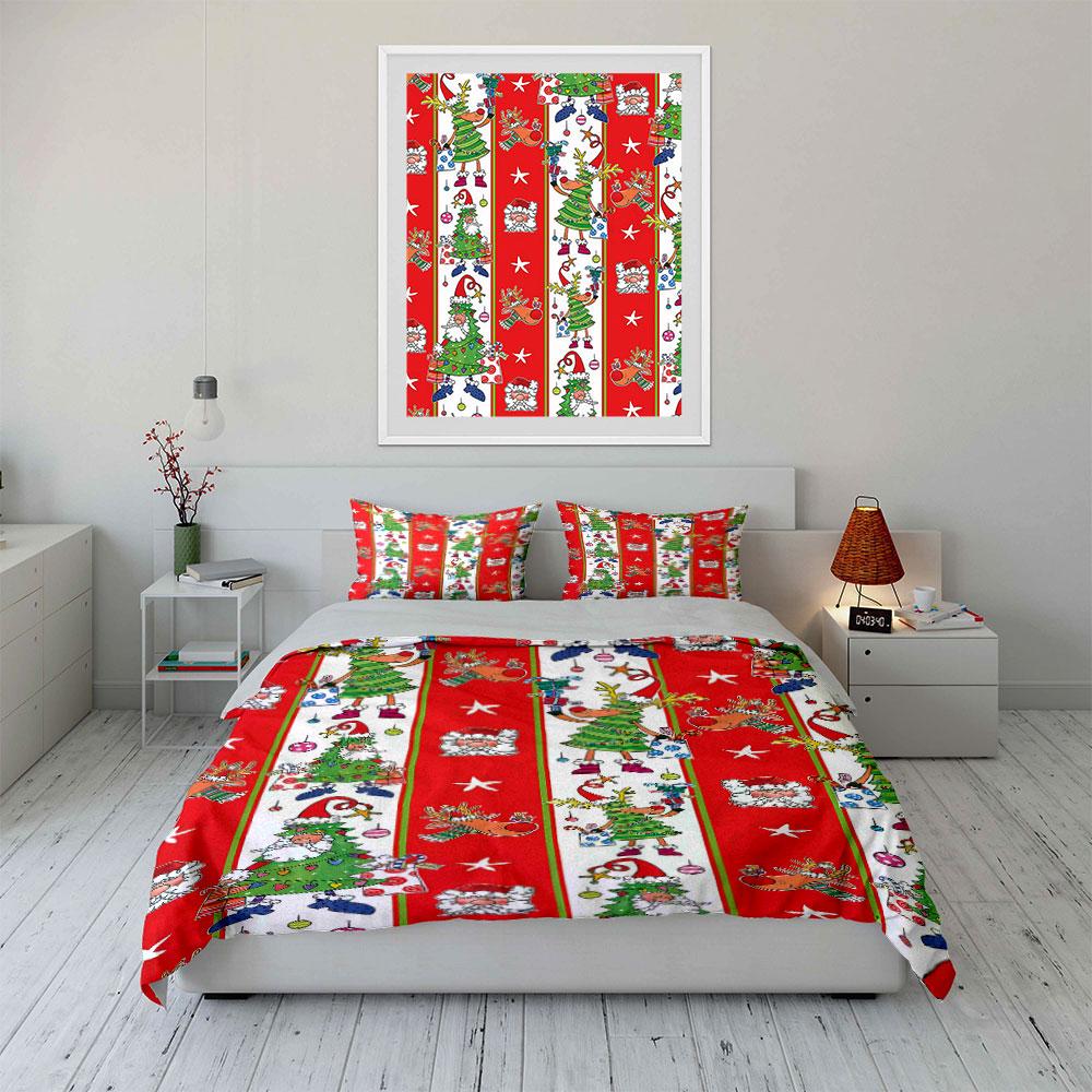 Santa, Reindeer, Christmas Trees. Bedding Sets Duvet Cover Sets Duvet Covers Pillowcases(1 * Duvet Cover 2 * Pillowcases Without Duvet Insert)