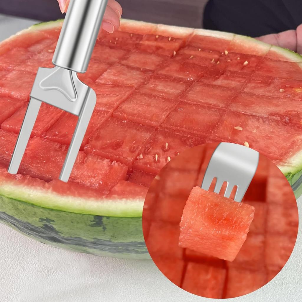 2-in-1 Watermelon Fork, 9.5 Inch Stainless Kitchen Tool 2 PCS