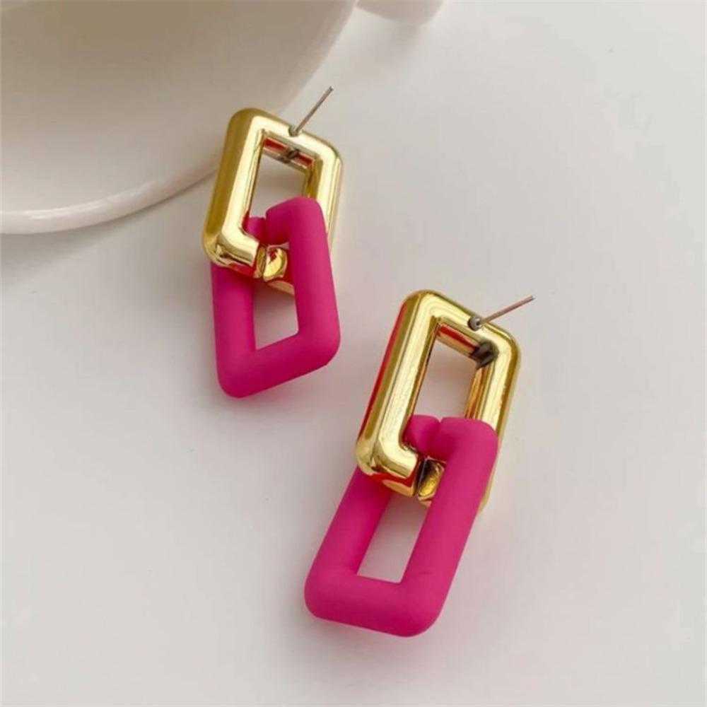Acrylic Link Chain Earrings Light Weight Square Drop Earrings Fashion Jewelry Colorful Earring