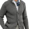 Men’s Casual Long Sleeve Solid Knit Cardigan - European & American Fashion Jackets