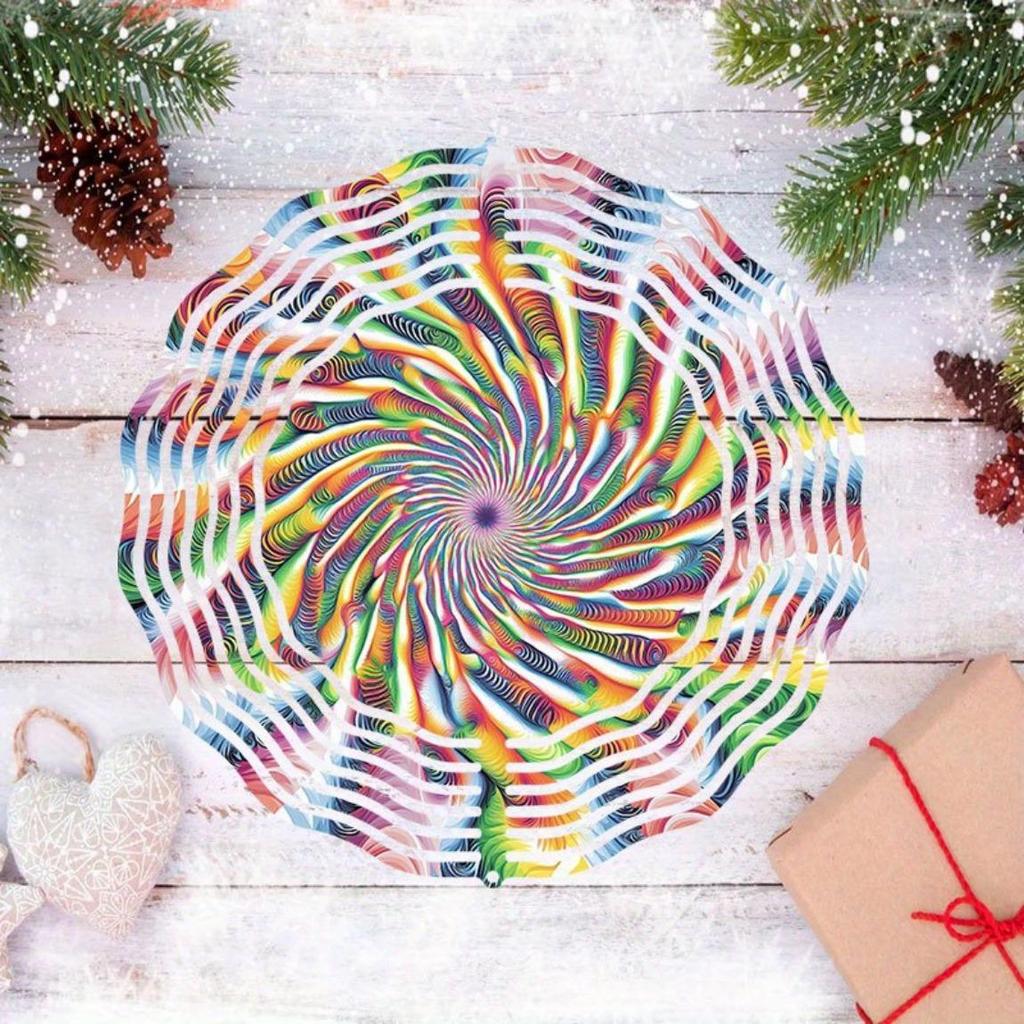 Vibrant Kaleidoscope Wind Chime for Outdoor Decor – Weather-Resistant 2D Hanging Art with 360° Rotating Hook