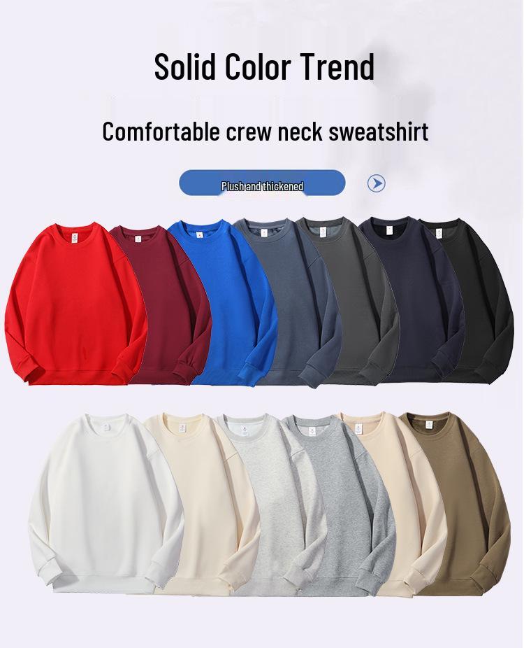 Unisex Urban Style Cotton Fleece Crewneck Sweatshirt - Thick, Solid Color, Trendy and In Stock