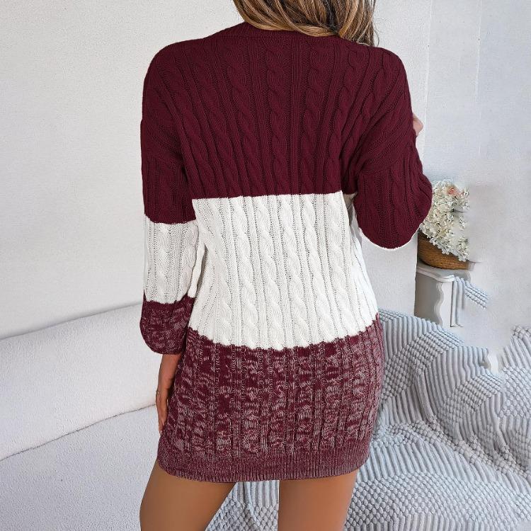Loose Knit Dress Women's Straight Fall Winter Wide Dresses Wind Pit Strip Lazy Style Long Sleeve O Neck