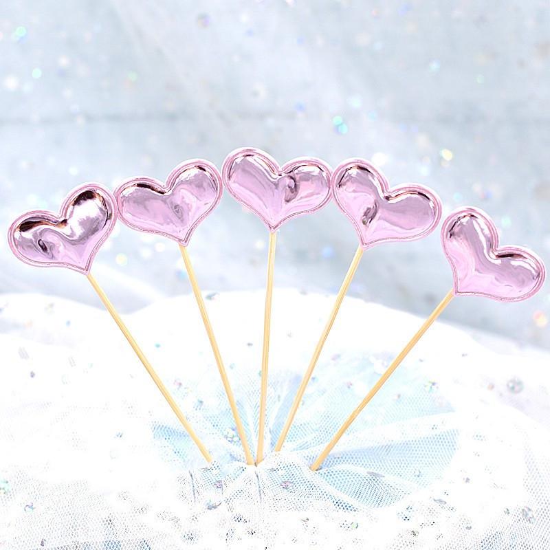 Peach Heart, Star, Snowflake, and Crown Cake Decoration Toppers for Birthdays