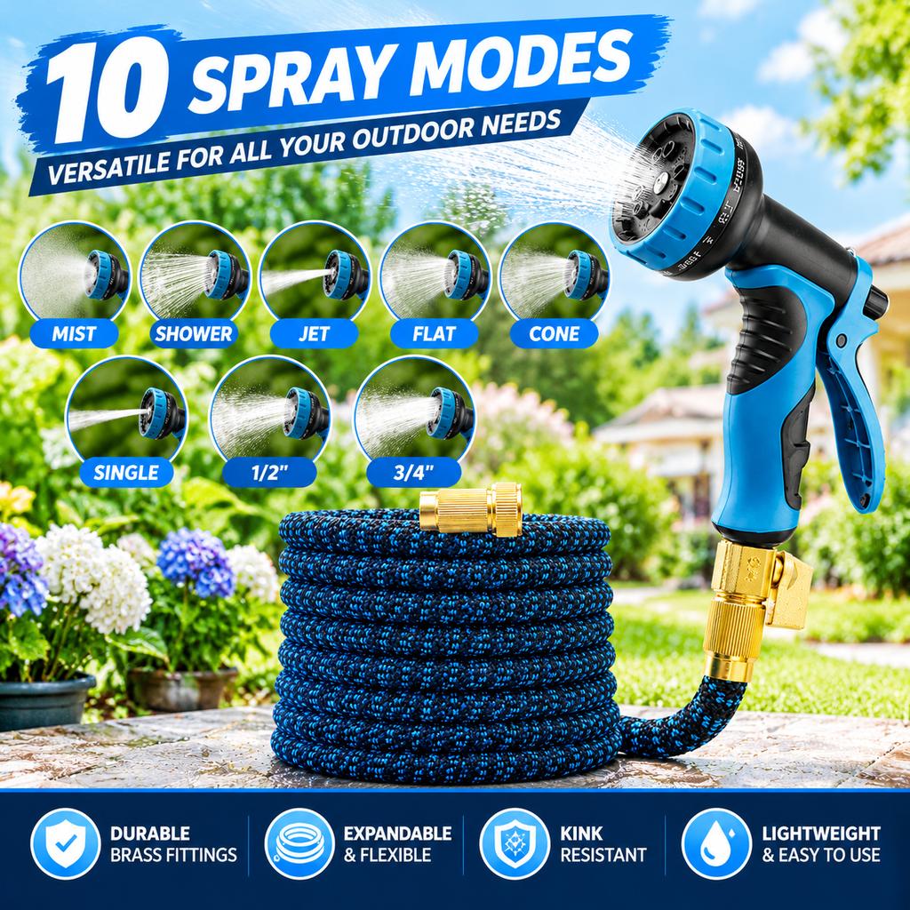 Expandable Hose Set 22.5m Blue-Black US Standard