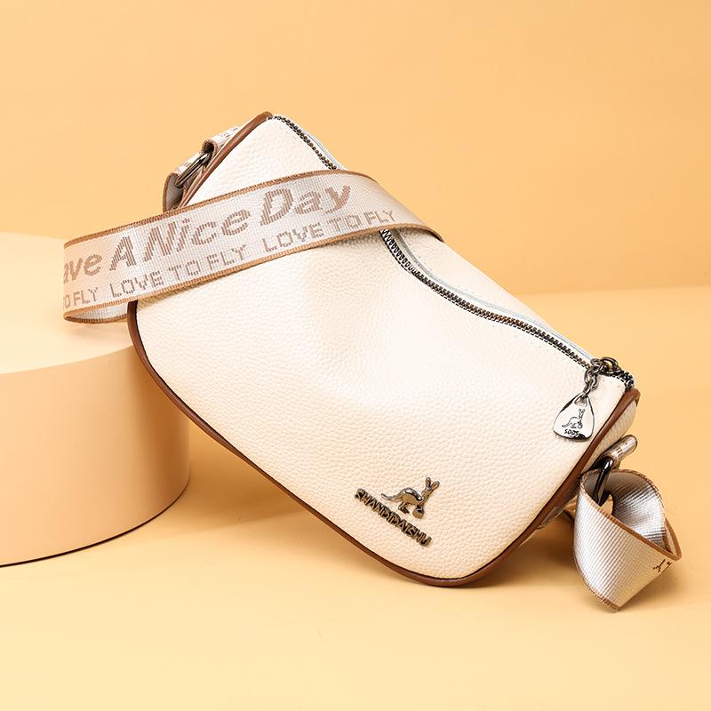 Kangaroo Brand Leather Shoulder Messenger Bag Fashion Casual Dumpling Bag