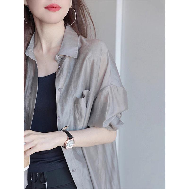 

Солнцезащитная одежда женская рубашка кардиган свободный тонкий фасон мерсеризованный дышащий солнцезащитная одежда рубашка топ на лето XL серый