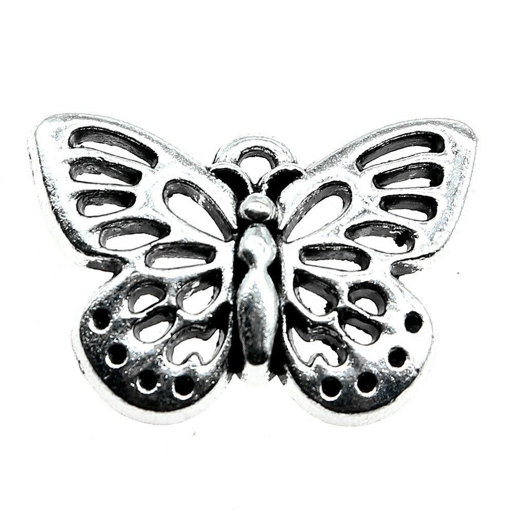 

10шт Бабочка Шармы Шармы Античное серебро Цвет Цинковый сплав 25X18mm