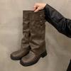 Thick-soled Versatile Retro Trousers, Long Women's Boots, New Autumn and Winter Fashion Stacking Boots, Long Boots, Children's Card