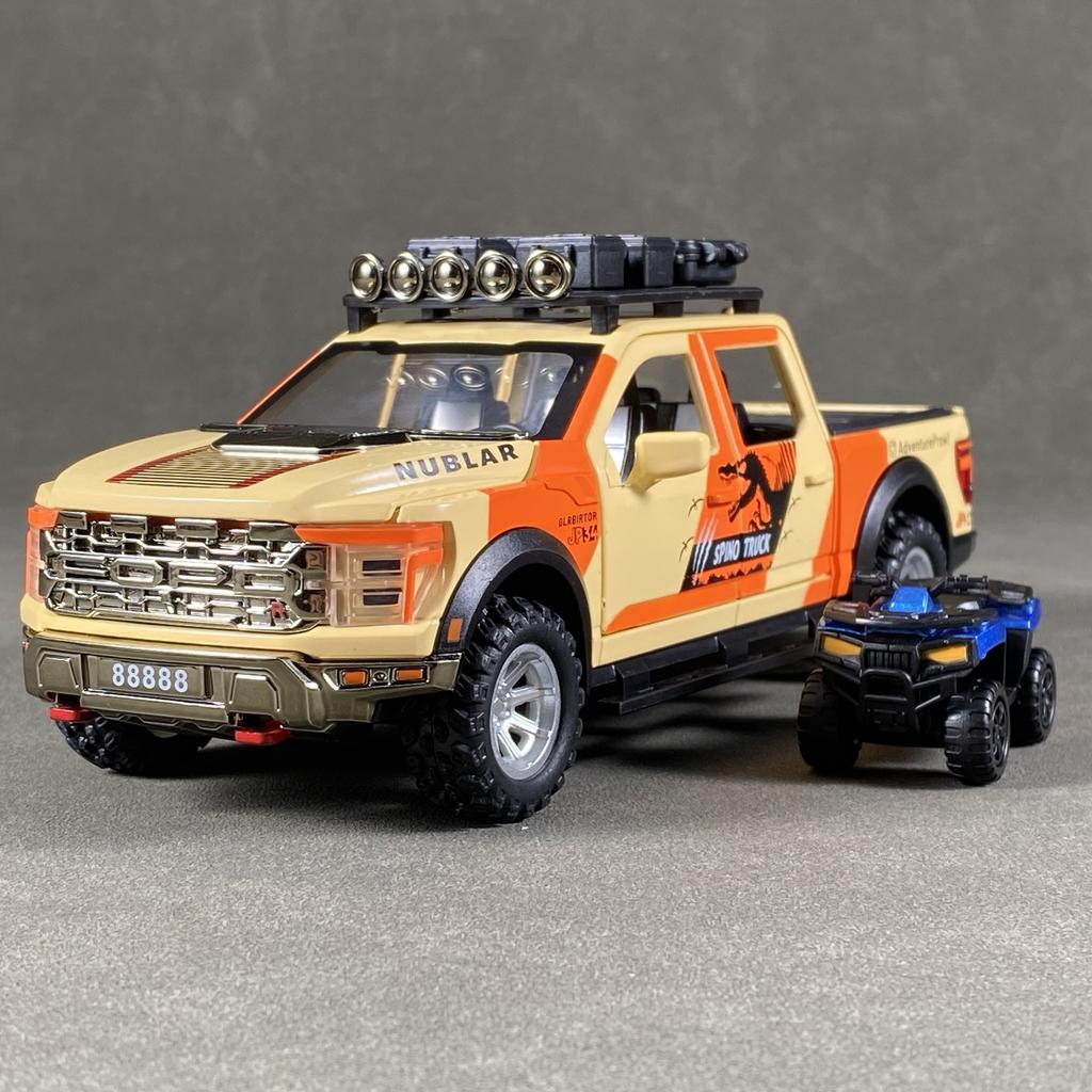 1:24 F150 Off Road Pickup Truck Alloy Diecast Metal Model Sound & Light Pull Back Toy Trendy Dislpay Birthday Present For Friend
