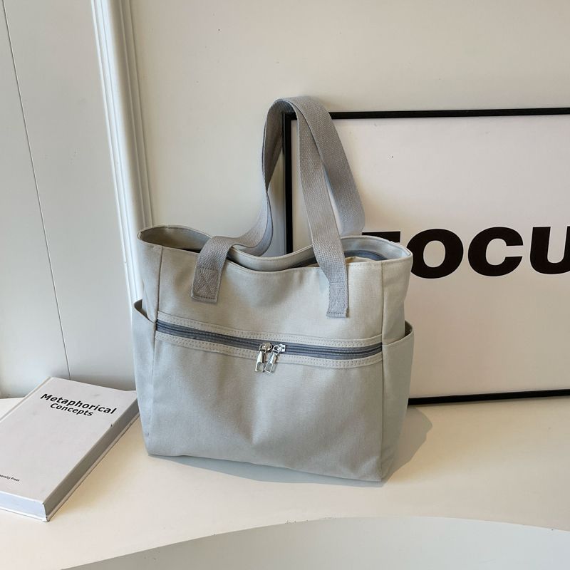 2025 Canvas Bag Large-capacity New Student Class Leisure Commuting Tote Bag Korean Version Simple Shoulder Handbag