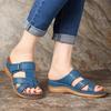 Beställ en storlek upp, sommar Kvinnor Premium Ortopediska Sandaler med öppen tå Kvinnliga Tofflor Spänne Rem Vintage Anti-halk Andas Tofflor Plus Size Sandaler