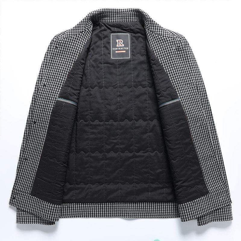 Hahnentritt Verdickte Wolljacke Herren Herbst und Winter Neu Jugend Arbeitskleidung Jacke Wolljacke Herren