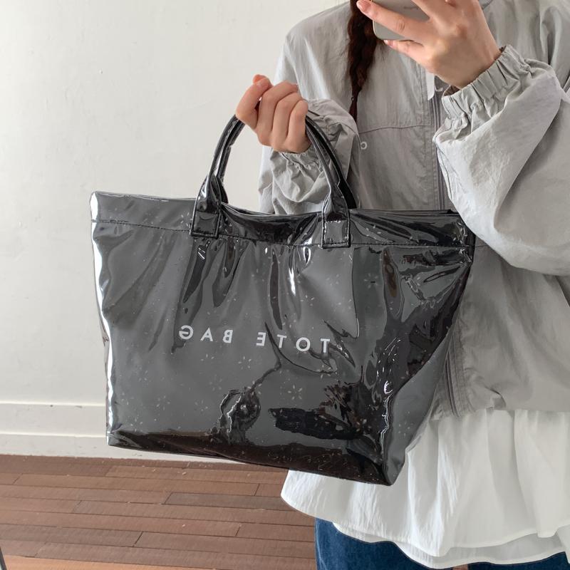 Large Capacity Transparent PVC Waterproof Tote Bag Women Commuter Handbag