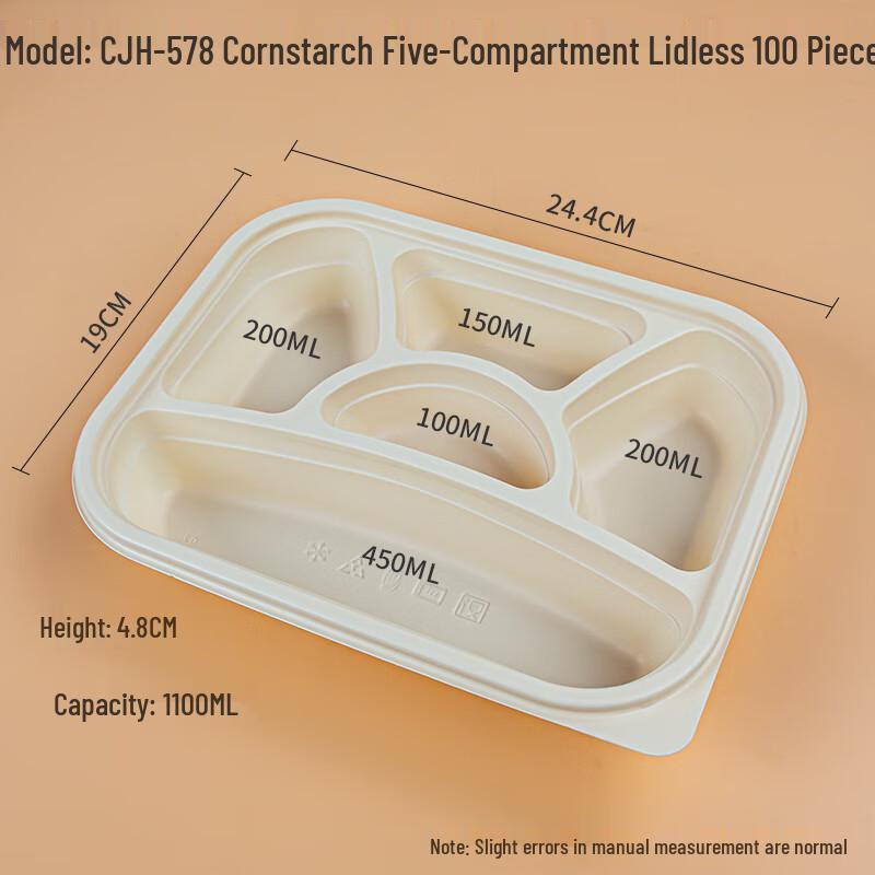 Eco-Friendly Corn Starch Divided Disposable Meal Containers
