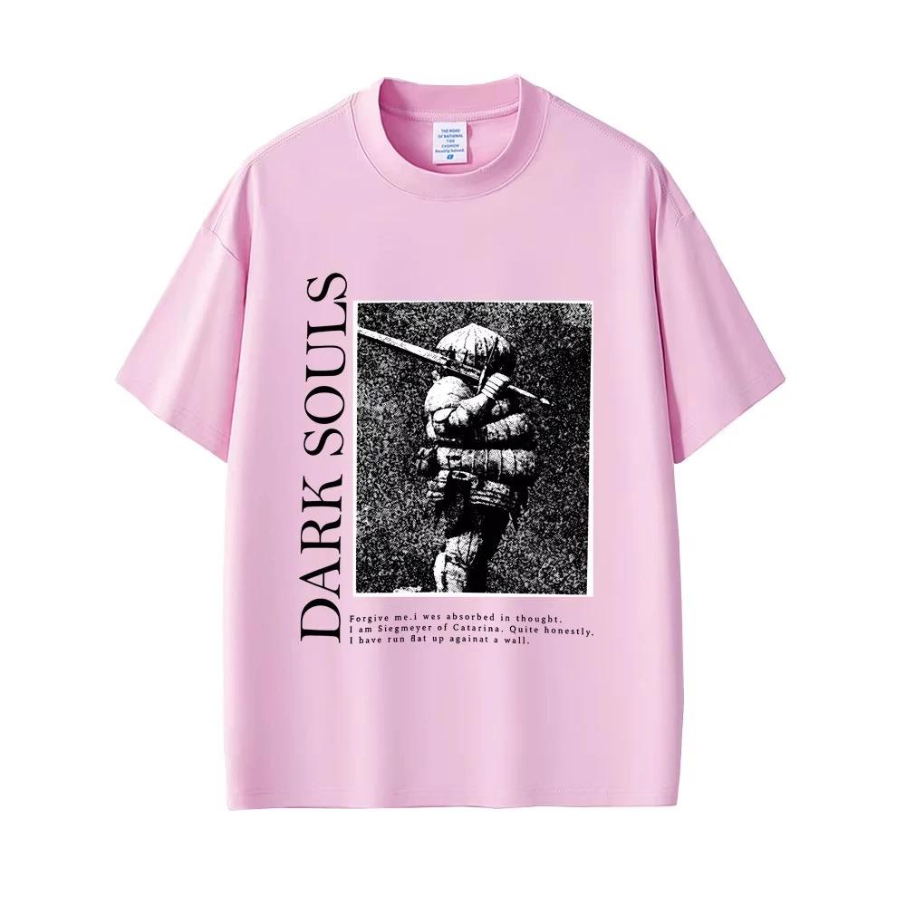 Dark Souls "Siegmeyer" Citazione Ritratto Grafica Lavaggio Vintage Oversize Streetwear Soulslike Gioco Fan Merch T-Shirt Top per Appassionati di Gaming
