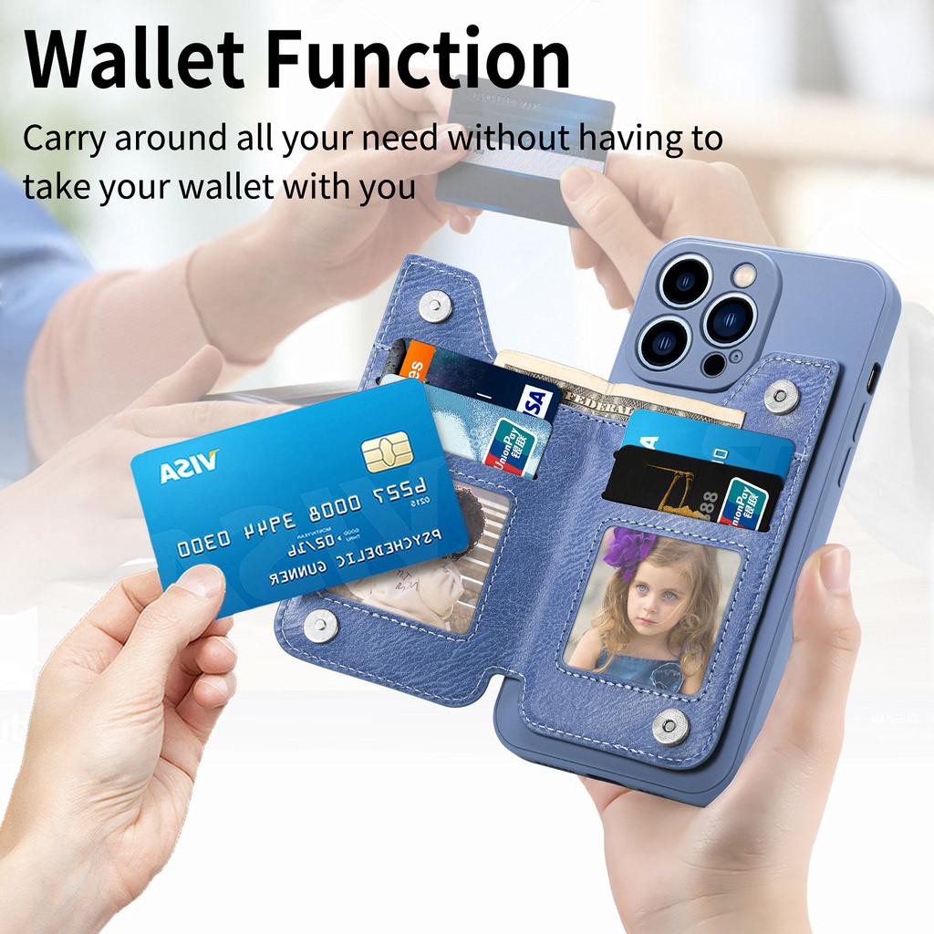 Zipper Wallet with Card Holder Phone Case for IPhone 13 12 Mini 15 14 11 Pro Max XS XR X 7 8 Plus Hard Shell Shockproof Cover