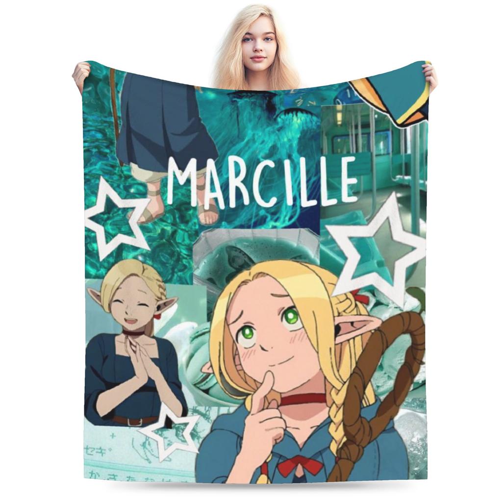 Super Soft Deliciousd in Dungeons Marcille and Senshi Throw Blanket Premium Flannel Bed Blanket Cozy Fluffy Blankets All Season
