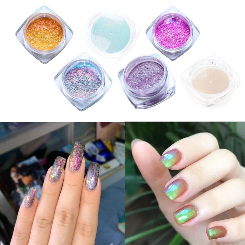 Coloretto Chrome Nail Powder,Color Shifting Nail Powder Pigment Glitters Dust Mirror Effect for Gel Polish Nail Decors