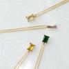 French Simple Four-Color Zircon Pendant Necklace, Women's 18K Gold-Plated Clavicle Chain