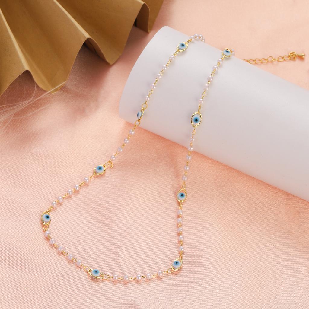 Collana Blu Occhio di Allah Turco da Donna Moda Colore Oro Acciaio Inossidabile Collane Smalto Perline Gioielli Regalo