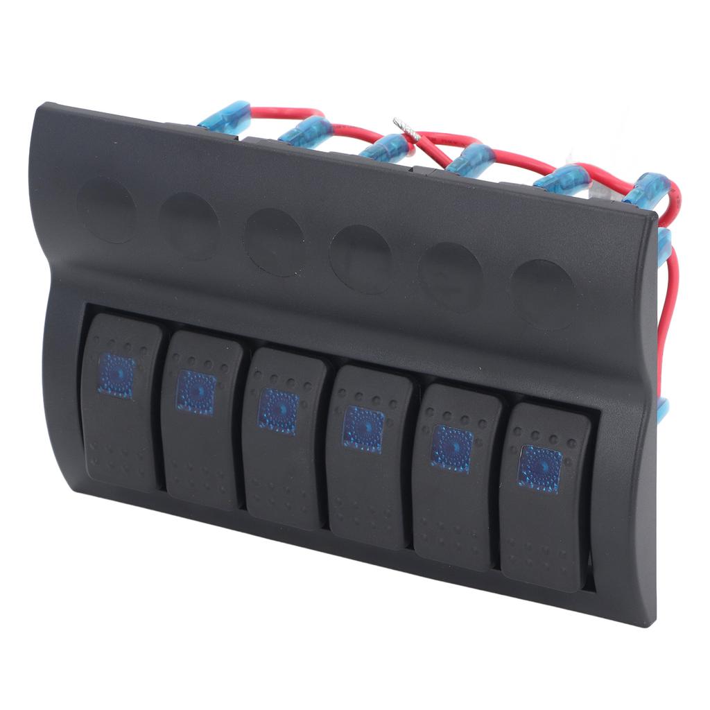 Electrical Switch Panel 6 Gang Pre Wired Blue LED Switch Control Panel with Overload Protector for B