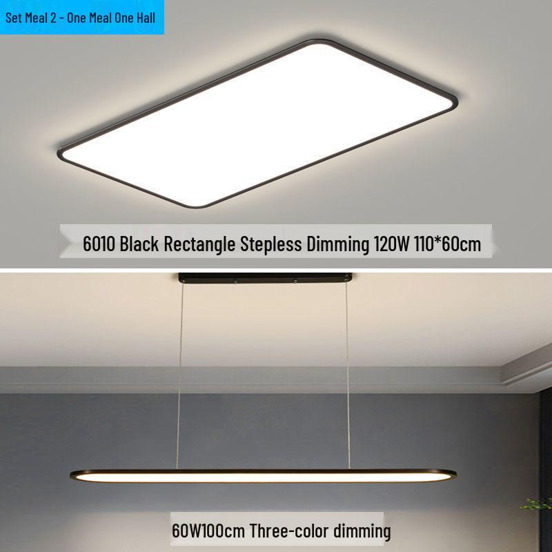 Ultra-Thin Minimalist High-Brightness Modern Ceiling Light Set with Anti-Blue Light for Bedroom and Guest Room