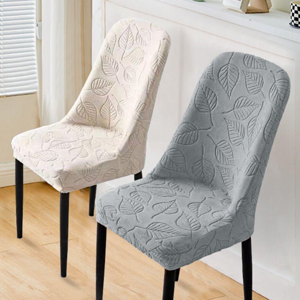 Leaf Pattern Curved Chair Cover Soft Stretchable Restaurant Stool Cover Thickened Elastic Band Chair Seat Slipcovers