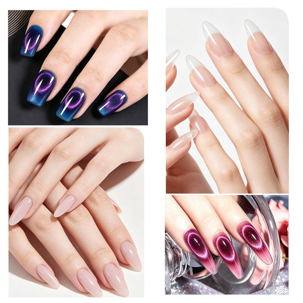 Cat Eye Nail Gel Kit Water Drop Top Coat Ring Magnet Poly Extension Gel DIY Manicure Set