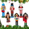 6PCS Christmas Nutcrackers Christmas Tree Pendants Nutcracker Figurines Table Centerpieces For Holiday Festival Thanksgiving