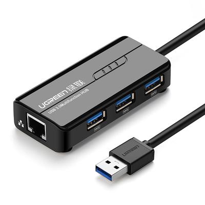 HUB Network Adapter USBA RJ45 1000 Mbps 3x USB 30 Black