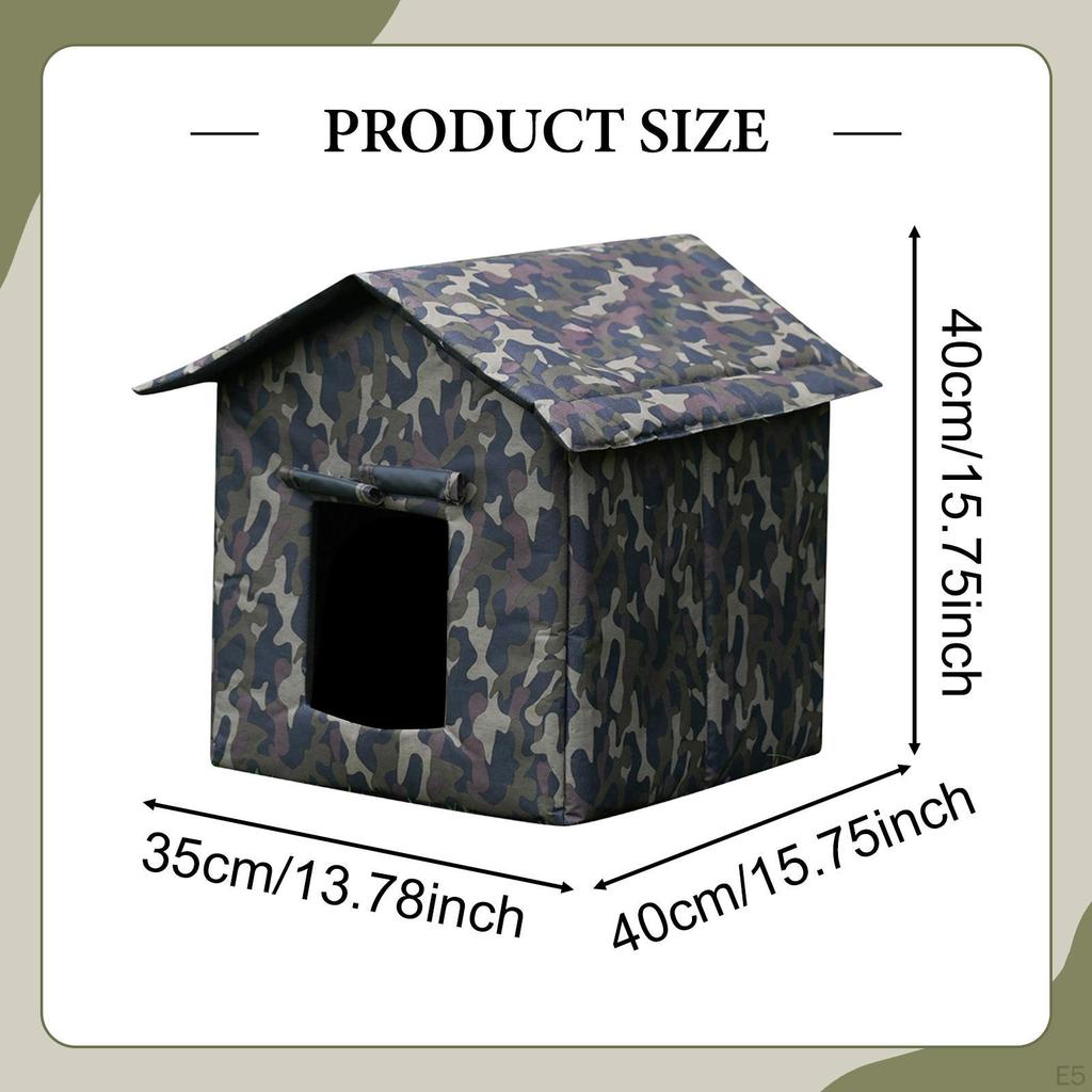 Outdoor Cat House Shelter Oxford Cloth Weatherproof Kitty Pet for Winter Backyard