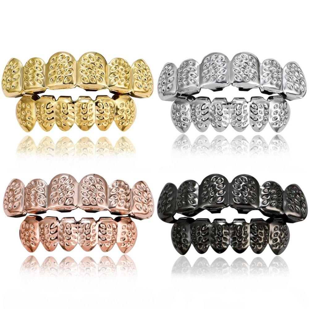 Grillz Denti Joker In Oro/Argento - Set Con Micro Diamond E Bretelle Finte Per Look Hip Hop - Foto 9