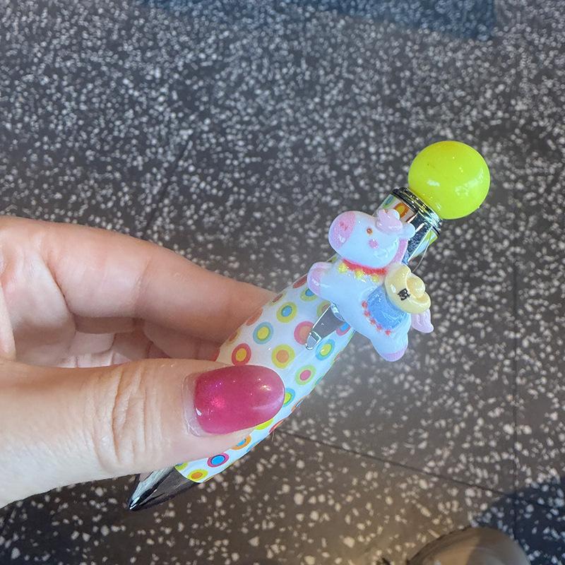 2026 Creative Cartoon Pony Press Ballpoint Pen Student Super Cute Sweet Cartoon Pony Signature Pen Gel Pen Cute Stationery
