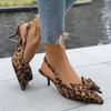 Sexy Sandals Women Casual Thin High Heels Shoes Women Leopard Butterfly Knot Elastic Band Pointed Toe Summer Sandals Plus Size