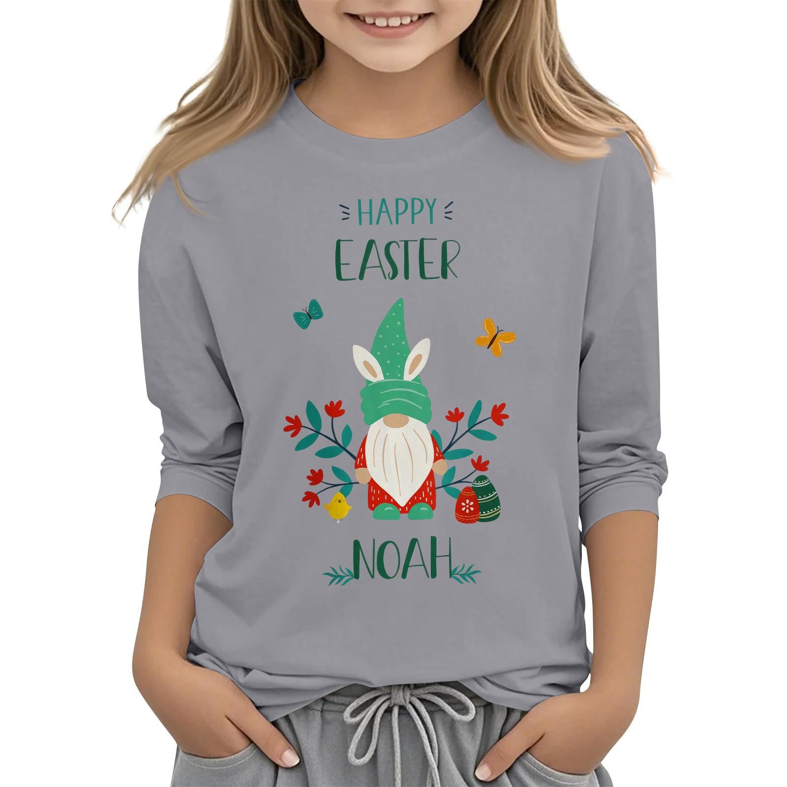 

Повседневная футболка с круглым вырезом и пасхальным принтом, с рукавами 7 точек для детей 150