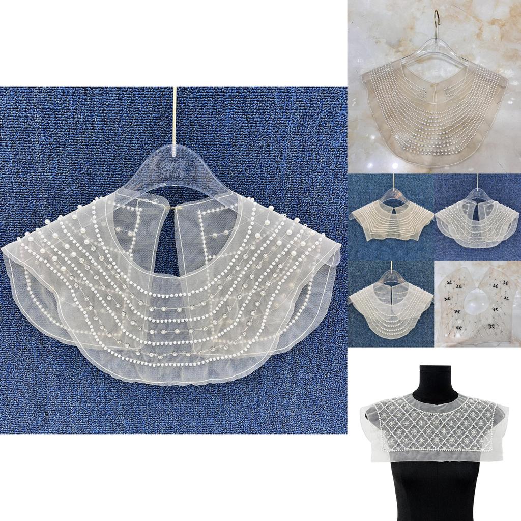 Girl Dressmaking Accessories Lace Collars With Artificial Pearls And Rhinestone Decor For Creative Diy Apparel