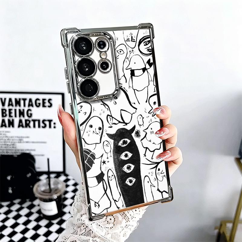 

Oyasumi Punpun Anime Plating Phone Case For Samsung Galaxy S24 S25 FE S26 Edge S23 Ultra S22 S21 Plus S20 Anti-Fall Airabag Cove Samsung S24 Ultra
