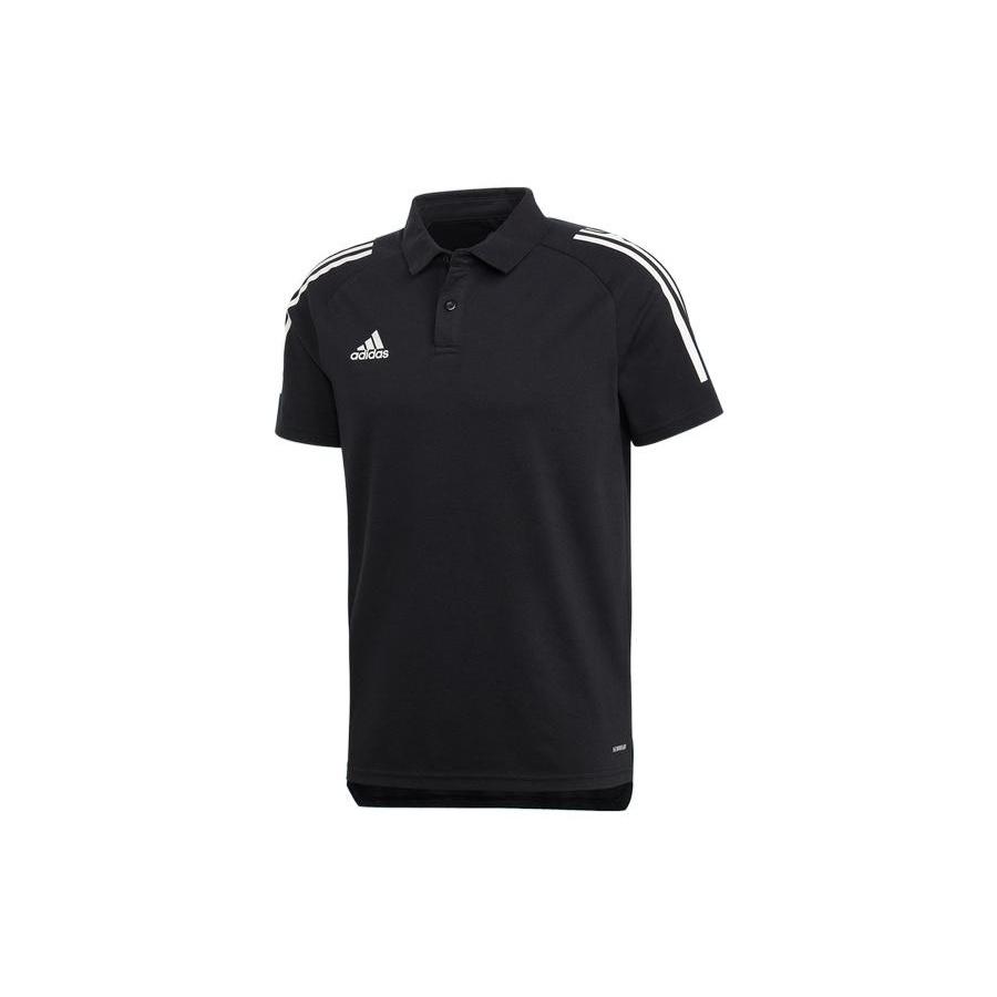 adidas Logo Embroidered Stripe Sports Short Sleeve Black Polo Shirt Men s ED9249 XS