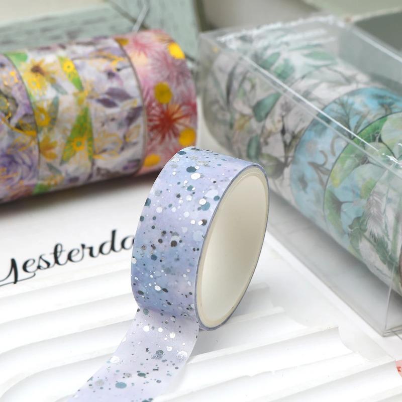 6 Rollos/caja de Cinta Washi de Planta Floral Adecuada para Decoración de Collage de Cuaderno DIY Un Regalo para Amigos Suministros de Aprendizaje