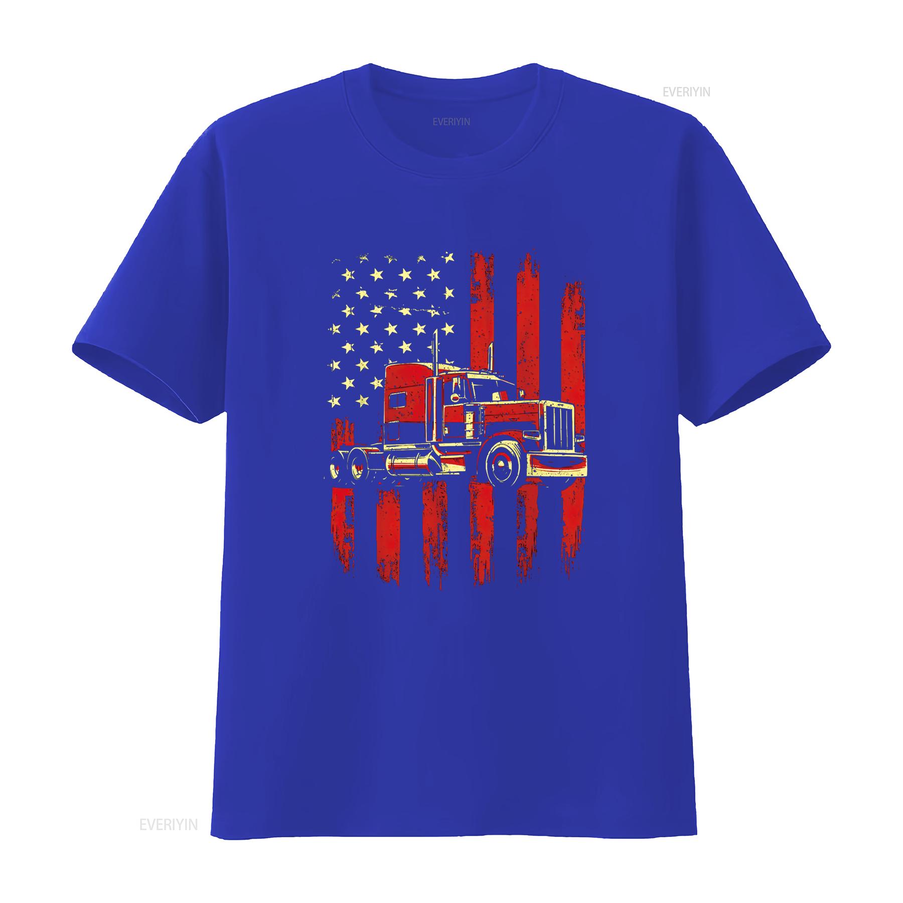 

Американский дальнобойщик Водитель полуприцепа Грузоперевозки Большой тягач Футболка винтажная Стиранный Растянутый Топ Для повседневной носки Повседневный Унисекс мужской S