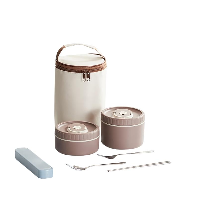 Thermal Food Storage Container 4 Compartment Bentos Box Set with Insulated Lunch Bags for Office School Use