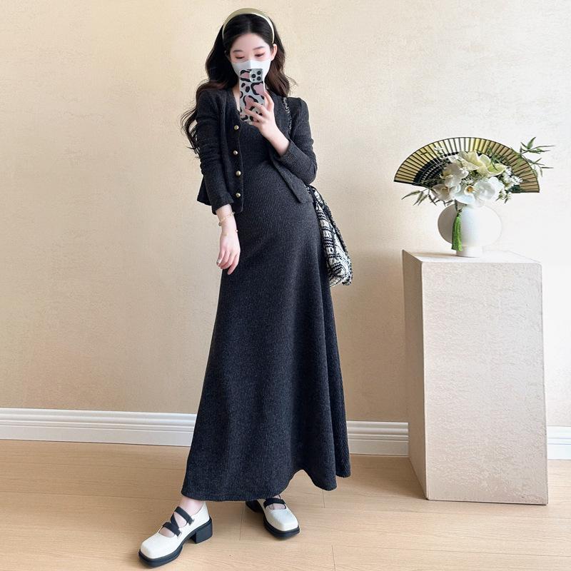 2026 New Sweet Spring/Autumn Knit Maternity Dress Set M