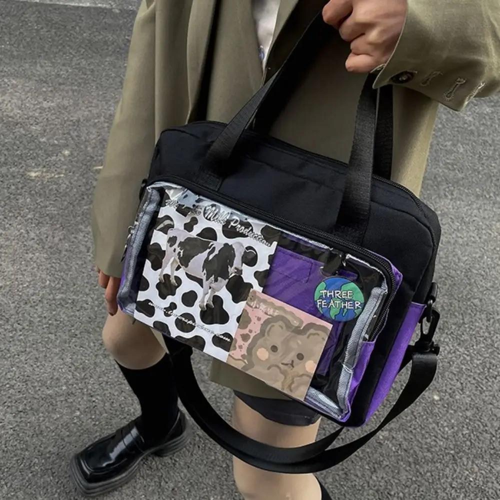 Large Capacity Anime Expo Ita Bag Cross Body Contrast Color Transparent Pocket Itabag Badge Ita Bag Cotton Doll Bag Shoulder Bag