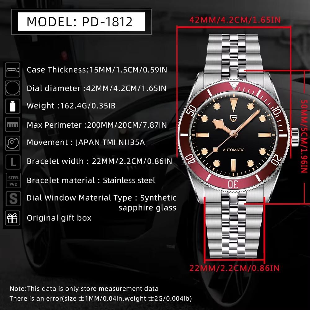 PAGANI DESIGN BB58 Retro Mens Watches Luxury Automatic Watch For Man Mechanical Wristwatch AR Sapphire Waterproof Men Gift