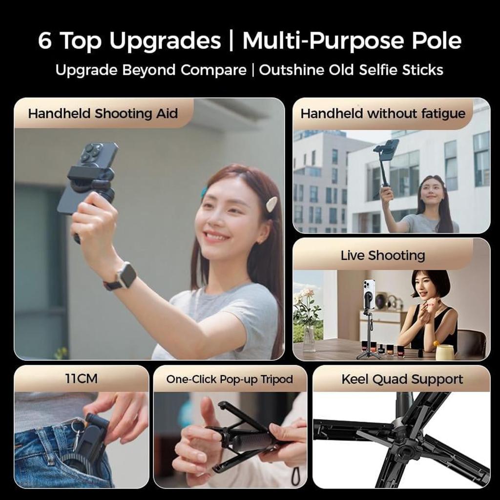 A Stable, Portable, Retractable, Bluetooth, And Handheld Magnetic Selfie Stick With A Four-corner Stand