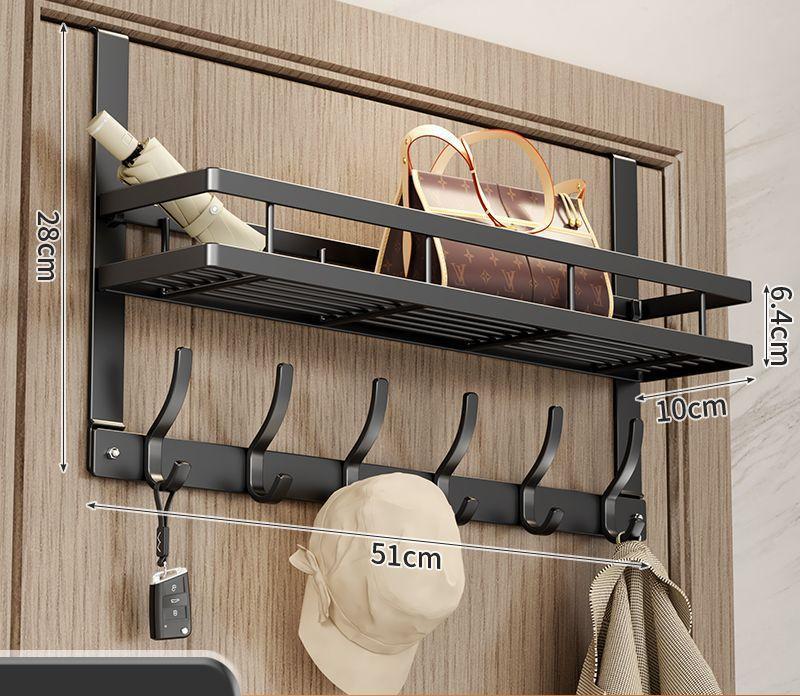 Metal Door Behind Hook 5 Hooks Clothes Storage Bedroom Clothes Hanging Rack with Storage Holder Storage Hooks